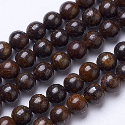 Bronzite Natural Bronzite Beads Strands, Round, 8mm, Hole: 1mm, about 47pcs/strand, 15.6 inch