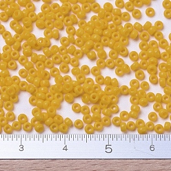 (RR404D) Opaque Dark Yellow MIYUKI Round Rocailles Beads, Japanese Seed Beads, 11/0, (RR404D) Opaque Dark Yellow, 11/0, 2x1.3mm, Hole: 0.8mm, about 5500pcs/50g