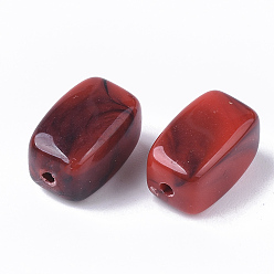 Brique Rouge Perles acryliques, style de pierres fines imitation, cuboïde, firebrick, 13x7.5x7.5mm, trou: 1.6 mm, environ 700 pcs / 500 g.