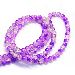 Dark Orchid Baking Painted Transparent Crackle Glass Round Bead Strands, Dark Orchid, 6.5mm, Hole: 1.5mm, about 145pcs/strand, 31.4 inch