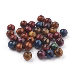 Couleur Mélangete Perles acryliques, perles d'imitation oeil de tigre, ronde, couleur mixte, 11.5~12mm, trou: 2 mm, environ 520 pcs / 500 g