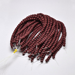 Dark Red Natural Lava Rock Round Bead Strands, Dyed, Dark Red, 10mm, Hole: 1mm, about 38pcs/strand, 15.7 inch
