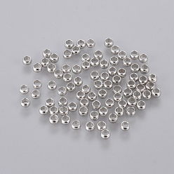 Platinum Brass Crimp Beads, Rondelle, Platinum, 3mm, Hole: 2mm