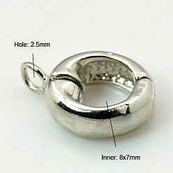 Platinum Brass Magnetic Clasps with Loops, Lead Free & Nickel Free, Oval Ring, Platinum, 19x13x6mm, Hole: 2.5mm