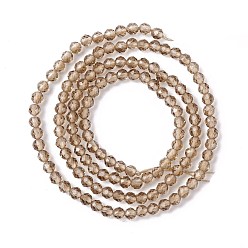 Bronze Chapelets de perles en verre transparentes  , facette, ronde, tan, 3mm, Trou: 0.8mm, Environ 127~139 pcs/chapelet, 14.09~14.53 pouce (35.8~36.9 cm)