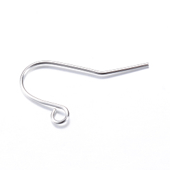 Platinum Iron Earring Hooks, Ear Wire, with Horizontal Loop, Nickel Free, Platinum, 19x16mm, Hole: 2mm, 22 Gauge, Pin: 0.6mm