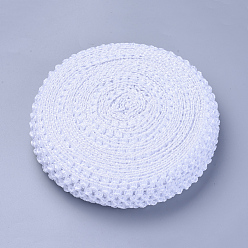 Белый Эластичная кружевная отделка, Полиэфирная лента, белые, 40x1.5 мм, 10 м / рулон
