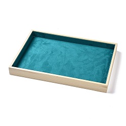 Темный Голубой Плоские деревянные коробки для выставки товаров ювелирных изделий pesentation, обтянута бархатом, прямоугольные, темные голубые, 35x24x3.5 см