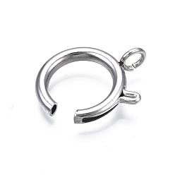 Stainless Steel Color 304 Stainless Steel Spring Clasps, Stainless Steel Color, 21x19x2.5mm, Hole: 3mm