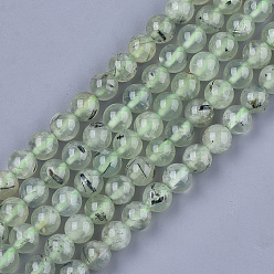 Prehnite Natural Prehnite Beads Strands, Round, 8mm, Hole: 1mm, about 45~48pcs/strand, 15.3 inch