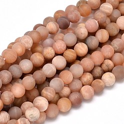 Sunstone Frosted Round Natural Sunstone Bead Strands, 6mm, Hole: 1mm, about 62pcs/strand, 15.74 inch