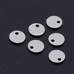 Stainless Steel Color 201 Stainless Steel Laser Cut Charms, Blank Stamping Tag, Flat Round, Stainless Steel Color, 6x1mm, Hole: 1.2mm