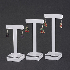 White T Bar Earring Displays, Acrylic, White, 10.5x5.7x4cm, 12x5.7x4cm, 13.5x5.7x4cm