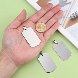 Stainless Steel Color 201 Stainless Steel Stamping Blank Tag Pendants, Rectangle, Stainless Steel Color, 50x29x1.5mm, Hole: 9x3mm
