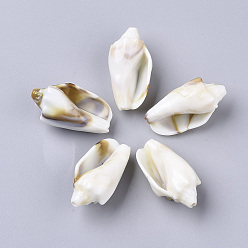 Floral White Acrylic Beads, Imitation Gemstone Style, Cone Shell, Floral White, 30x15x14mm, Hole: 1.6mm, about 205pcs/500g.