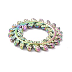Rainbow Color Placage ionique (ip) couleur arc-en-ciel 304 anneaux de liaison en acier inoxydable, feuille couronne, 22x1.5mm, diamètre intérieur: 10 mm