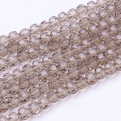 Gris Chapelets de perles en verre, à facettes (32 facettes), ronde, grises , 4mm, Trou: 1mm, Environ 98 pcs/chapelet, 13.7 pouce