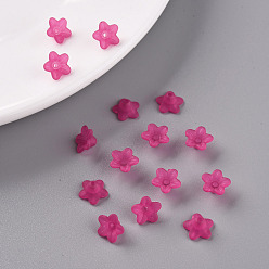 Deep Pink Transparent Acrylic Beads, Flower, Frosted, Deep Pink, 12x7mm, Hole: 1mm, about 4600pcs/500g