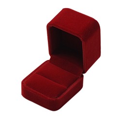 Темно-Красный Бархат кольца коробки, украшения подарочные коробки, с пластиковым, прямоугольные, темно-красный, 60x50x47 мм