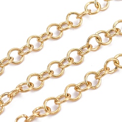 Golden 304 Stainless Steel Rolo Chains, Belcher Chains, Unwelded, with Spool, Golden, 2.6x0.4mm, about 32.8 Feet(10m)/roll