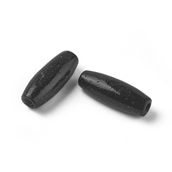 Black Dyed Natural Long Oval Wood Beads, Oval/Oblong, Lead Free, Black, 23x8~9mm, Hole: 2.5mm, about 2000pcs/1000g
