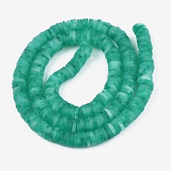 Medium Sea Green Handmade Polymer Clay Beads Strands, for DIY Jewelry Crafts Supplies, Heishi Beads, Disc/Flat Round, Medium Sea Green, 6x0.5~1mm, Hole: 1.8mm, about 290~320pcs/strand, 15.75 inch~16.14 inch(40~41cm)