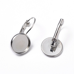 Platinum DIY Earring Making, with Brass Leverback Earring Findings and Transparent Oval Glass Cabochons, Platinum, Cabochons: 11.5~12x4mm, 1pc/set, Earring Findings: 25~27x13~14mm, Tray: 12mm, Pin: 0.5mm, 1pc/set