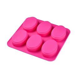 Fuchsia DIY Food Grade Silicone Molds, Fondant Molds, For DIY Cake Decoration, Chocolate, Candy, Soap Making, Oval, Fuchsia, 230x220x2.5mm, Oval: 88x60mm
