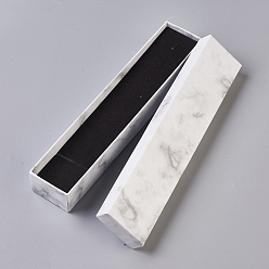 White Paper Cardboard Jewelry Boxes, Necklace Box, Rectangle, White, 21x4.5x3.1cm