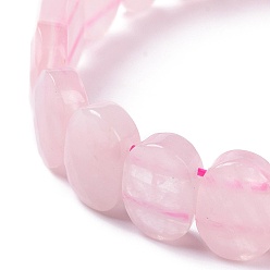 Rose Quartz Natural Rose Quartz Oval Beaded Stretch Bracelet, Gemstone Jewelry for Women, Inner Diameter: 2-1/8 inch(5.4~5.5cm)