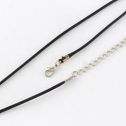 Coconut Brown Waxed Cotton Cord Necklace Making, with Alloy Lobster Claw Clasps and Iron End Chains, Platinum, Coconut Brown, 17.3 inch