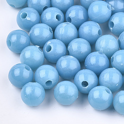 Mixed Color Plastic Beads, Round, Mixed Color, 9.5mm, Hole: 2.5mm, about 1100pcs/500g