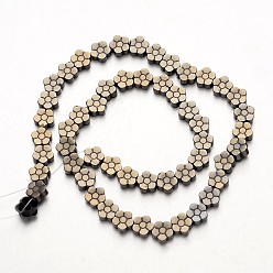 Antique Bronze Plated Electroplate Non-magnetic Synthetic Hematite Beads Strands, Flower, Antique Bronze Plated, 8x3mm, Hole: 1mm, about 54pcs/strand, 15.7 inch