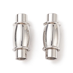 Stainless Steel Color 304 Stainless Steel Magnetic Clasps with Glue-in Ends, Column with Barrel, 15x6mm, Hole: 3mm