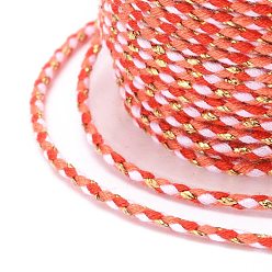 Orange Red 4-Ply Polycotton Cord, Handmade Macrame Cotton Rope, with Gold Wire, for String Wall Hangings Plant Hanger, DIY Craft String Knitting, Orange Red, 1.5mm, about 21.8 yards(20m)/roll