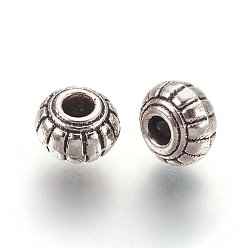 Античное Серебро Сплавочные овальные бусины тибетского стиля , рондель, без кадмия, без никеля и без свинца, античное серебро, 6x4.5 мм, отверстие : 1.5 мм