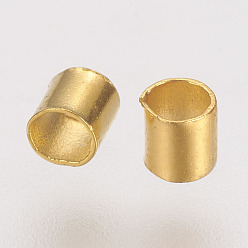Golden Brass Crimp Beads, Tube, Golden, 2x2x0.15mm, Hole: 1.5mm