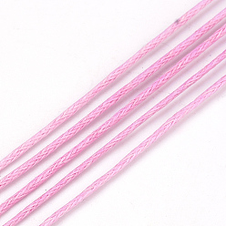 Hot Pink Waxed Cotton Cord, Hot Pink, 1mm, about 360yard/bundle(330m/bundle)