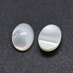 White Shell Cabochons, Oval, White, 8x6x2~4mm