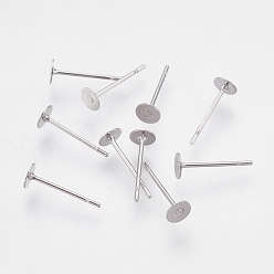 Stainless Steel Color 304 Stainless Steel Stud Earring Findings, Stainless Steel Color, 12x4mm, Pin: 0.7mm
