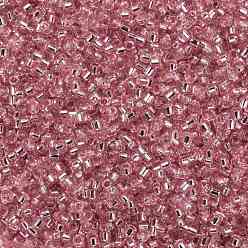 Бледно-Розовый Цилиндрический бисер, серебряная линия, круглое отверстие, единый размер, розовый жемчуг, 2x1.5 мм, отверстие : 0.8 мм, около 40000 шт / упаковка, о 450 г / мешок