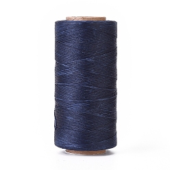 Полуночно-синий Вощеный шнур полиэстера, микро шнур макраме, вощеная швейная нить, плоский, темно-синий, 0.8 мм, около 284.33 ярдов (260 м) / рулон