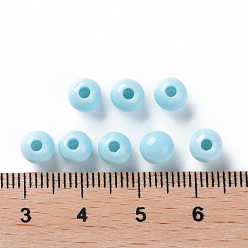 Bleu Ciel Perles acryliques opaques, ronde, bleu ciel, 6x5mm, Trou: 1.8mm, environ4400 pcs / 500 g