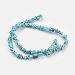 Howlite Natural Magnesite Beads Strands, Dyed & Heated, Chip, 6~12x6~18x4~8mm, Hole: 1mm, about 45pcs/strand, 15.75 inch