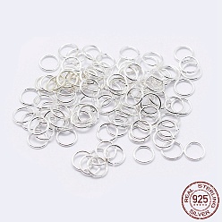 Silver 925 Sterling Silver Open Jump Rings, Round Rings, Silver, 18 Gauge, 4x1mm, Inner Diameter: 1mm, about 133pcs/10g