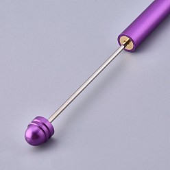 Purple Plastic Beadable Pens, Shaft Black Ink Ballpoint Pen, for DIY Pen Decoration, Purple, 157x10mm, The Middle Pole: 2mm
