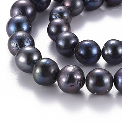 Lavender Natural Keshi Pearl Beads Strands, Cultured Freshwater Pearl, Dyed, Round, Lavender, 12~17x11~17mm, Hole: 0.6mm, about 31~32pcs/strand, 16.34 inch(41.5cm)