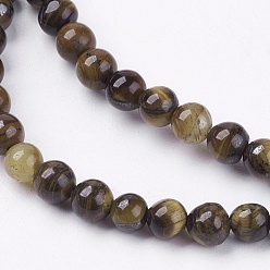 Tiger Eye Natural Tiger Eye Round Bead Strands, 4mm, Hole: 1mm, about 83~96pcs/strand, 15.7 inchinch