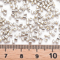 Cornsilk Glass Bugle Beads, Metallic Colours, Cornsilk, 2.5~3x2mm, Hole: 0.9mm, about 15000pcs/pound