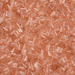 Sandy Brown Transparent Glass Bugle Beads, Round Hole, Sandy Brown, 3~8x2mm, Hole: 0.7mm, about 450g/pound
